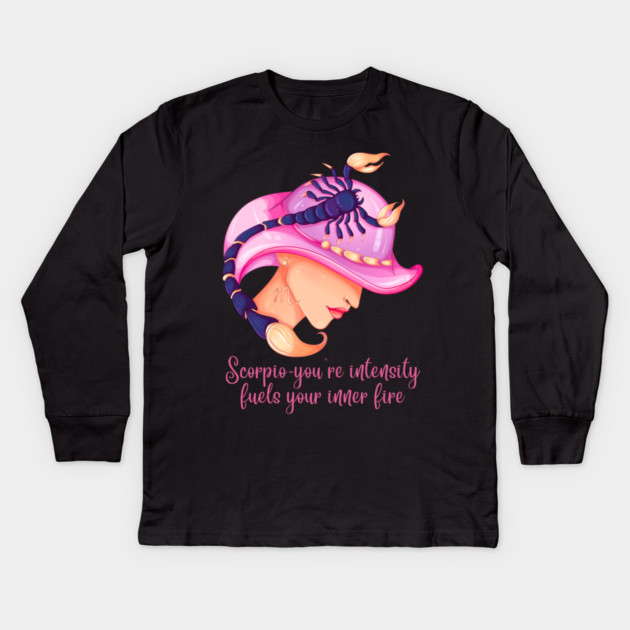 Scorpio Birth Sign Kids Long Sleeve T-Shirt by BirdsnStuff