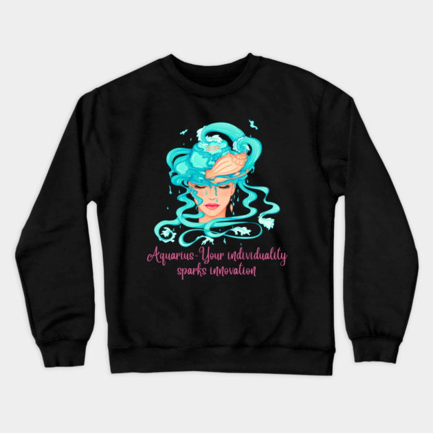 Aquarius Birth Sign Crewneck Sweatshirt by BirdsnStuff