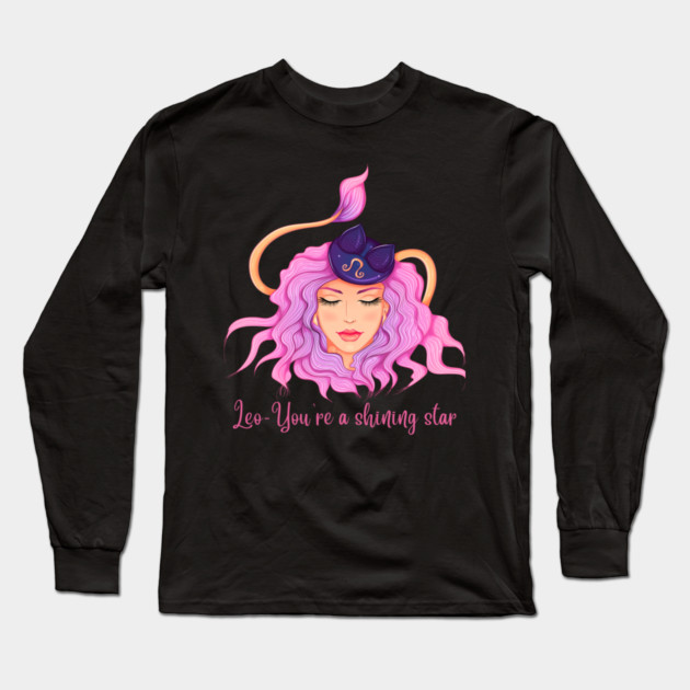 Leo Birth Sign Long Sleeve T-Shirt by BirdsnStuff