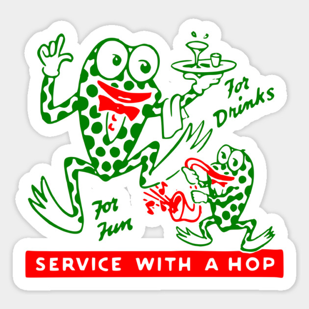 Vintage Matchbook Service With A Hop Funny Cartoon Frog Vintage Cocktail Lounge Matchbook Retro Fifties Restaurant Americana Magnet by Yesteeyear