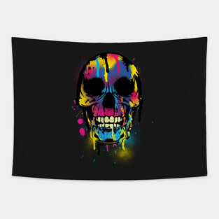 Neon Paint Sugar Skull Tapestry