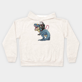 Opossum Outrider: Dino-Riding Daredevil Kids Hoodie