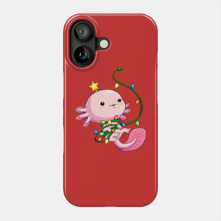 Holiday Glow: Axolotl's Christmas Lights Phone Case