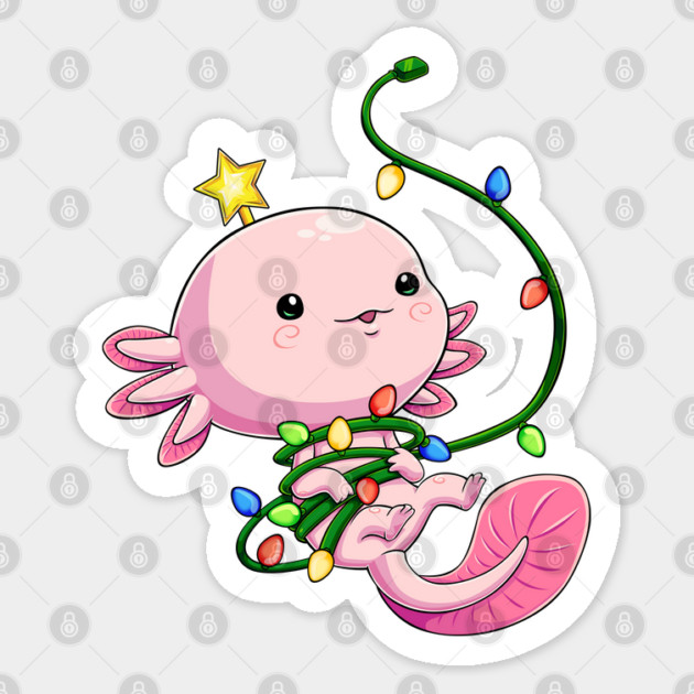 Holiday Glow: Axolotl's Christmas Lights Sticker by GoshWow®