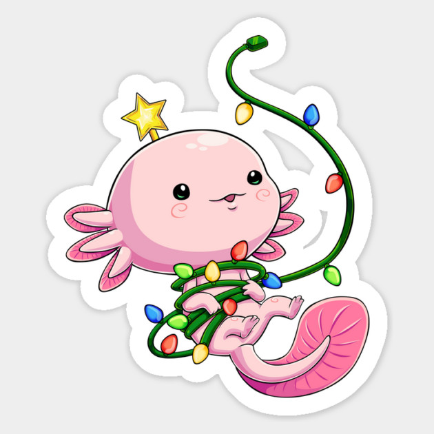 Holiday Glow: Axolotl's Christmas Lights Magnet by GoshWow®