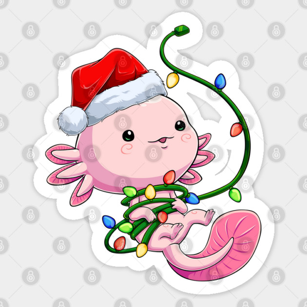 Santa Axolotl Tangled in Festive Cheer Sticker by GoshWow®