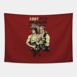 1987 RUN AND GUN ACTION GAME Tapestry