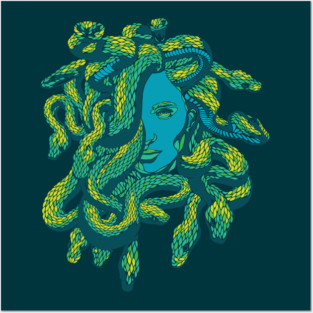 Medusa in Green Posters and Art