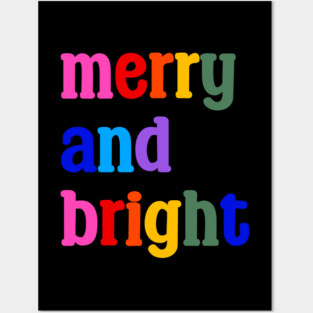 Merry and Bright, Christmas, Typography Posters and Art