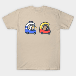 capybara and pelican car chase T-Shirt