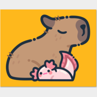 Capybara & Axolotl Friends Posters and Art