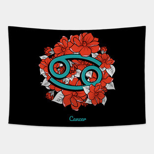 Floral Zodiac Sign Cancer Gift Women Men Tapestry