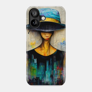 Surrealism Elegant woman with a hat  urban style Phone Case