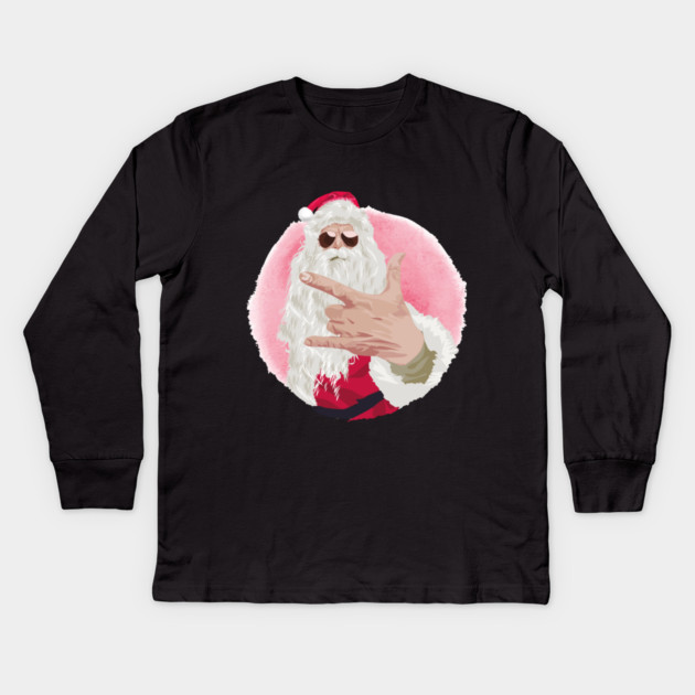 Rock and Roll Santa Kids Long Sleeve T-Shirt by MCALTees