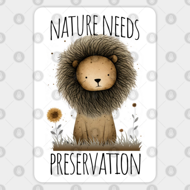 Sad Lion with Nature Needs Preservation message Sticker by Luxinda