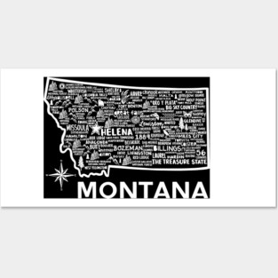 Montana Map Posters and Art