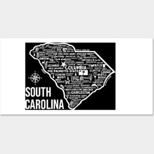 South Carolina Map Posters and Art