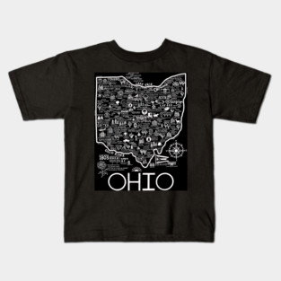 Black Map of Ohio Kids T-Shirt