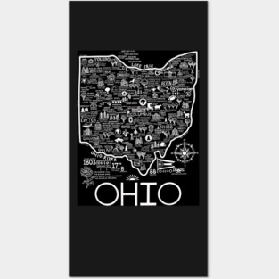 Black Map of Ohio Posters and Art