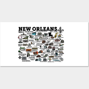 New Orleans Map Posters and Art