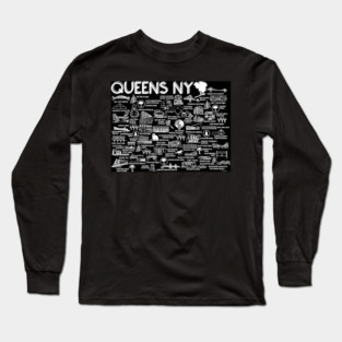 Queens NY Map Long Sleeve T-Shirt