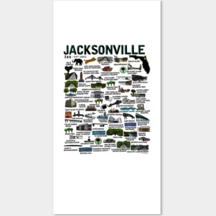Jacksonville Florida Map Posters and Art