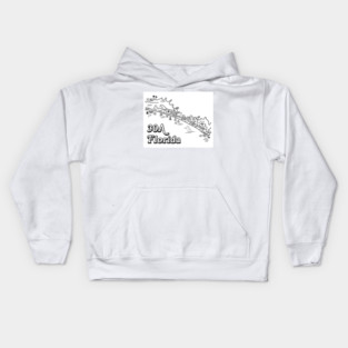 30A Florida Map Art Kids Hoodie