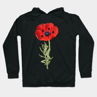 RED POPPY IN BLACK Hoodie