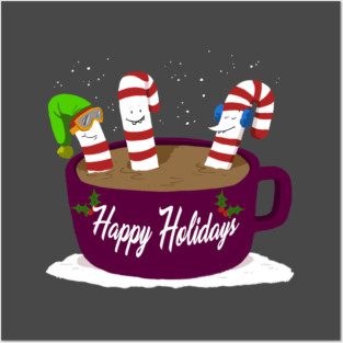 Happy Holidays Candy Cane Posters and Art