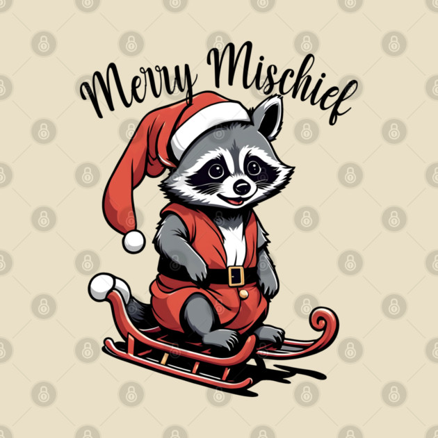 Merry Mischief - Xmas Raccoon in Sled by WolfMerrik