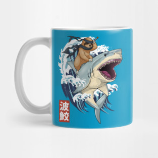 Samurai Sloth on Shark Wave Mug