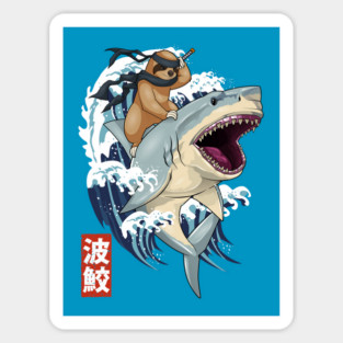 Samurai Sloth on Shark Wave Magnet