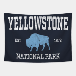 Yellowstone National Park Bison Athletic Distressed Tapestry