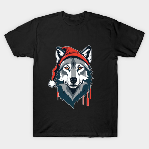 Christmas Wolf Shirt - Santa Wolf Is Coming T-Shirt by WolfMerrik