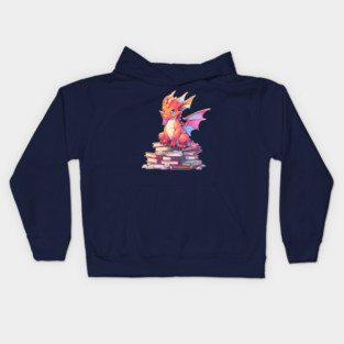 Book Lover Cute Red Dragon Kids Hoodie