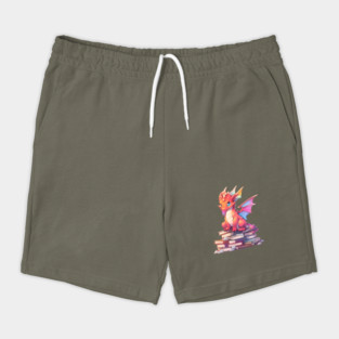 Book Lover Cute Red Dragon Shorts