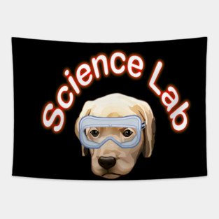 Funny Science Lab Yellow Labrador Pun Tapestry