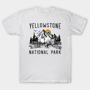 Vintage Yellowstone National Park Wyoming Mountains Bison T-Shirt