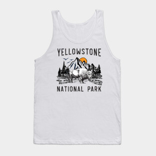 Vintage Yellowstone National Park Wyoming Mountains Bison Tank Top