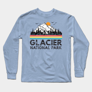 Vintage Retro Glacier National Park Montana Gifts Long Sleeve T-Shirt