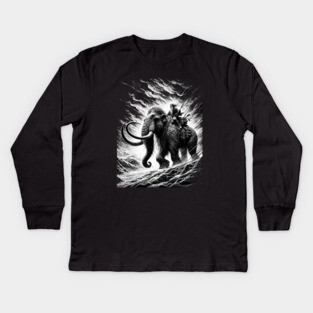 The Mammoth Rider - Primitive Fantasy Illustration Kids Long Sleeve T-Shirt