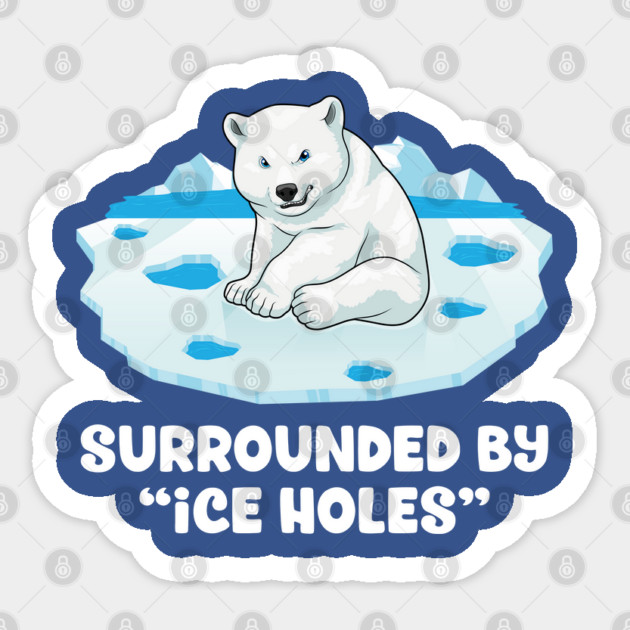 Frosty Polar Bear - Surrounded By Ice Holes Sticker by GoshWow®