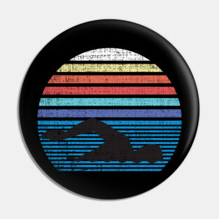 Funny Vintage Retro Swim Swimmer Swimming 80s Pin