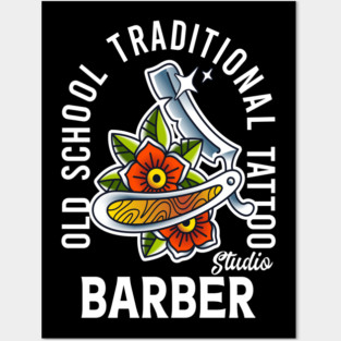 old school traditional tattoo barber shop Posters and Art