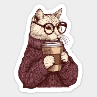 Sophisticated Coffee Cat Sticker