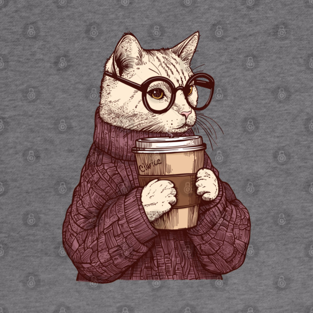 Sophisticated Coffee Cat by KilkennyCat Art