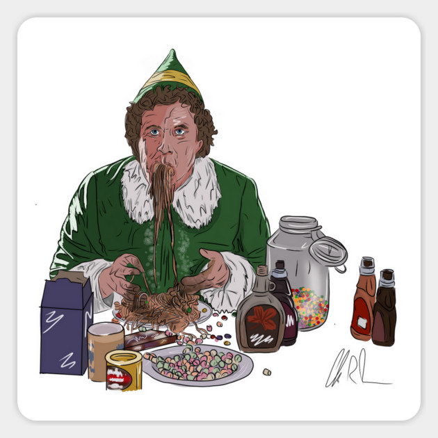 ELF: Buddy Eating Sketti Magnet by 51Deesigns