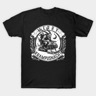 Merry Krampusnacht Krampus on a Snowmobile T-Shirt