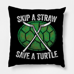 Skip A Straw Save A Turtle Anti Pollution Shell Pillow
