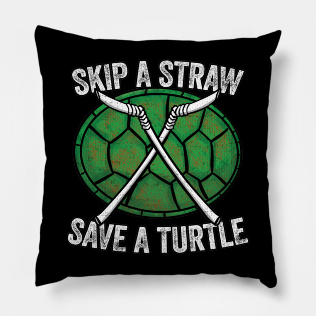 Skip A Straw Save A Turtle Anti Pollution Shell Pillow by belownormal